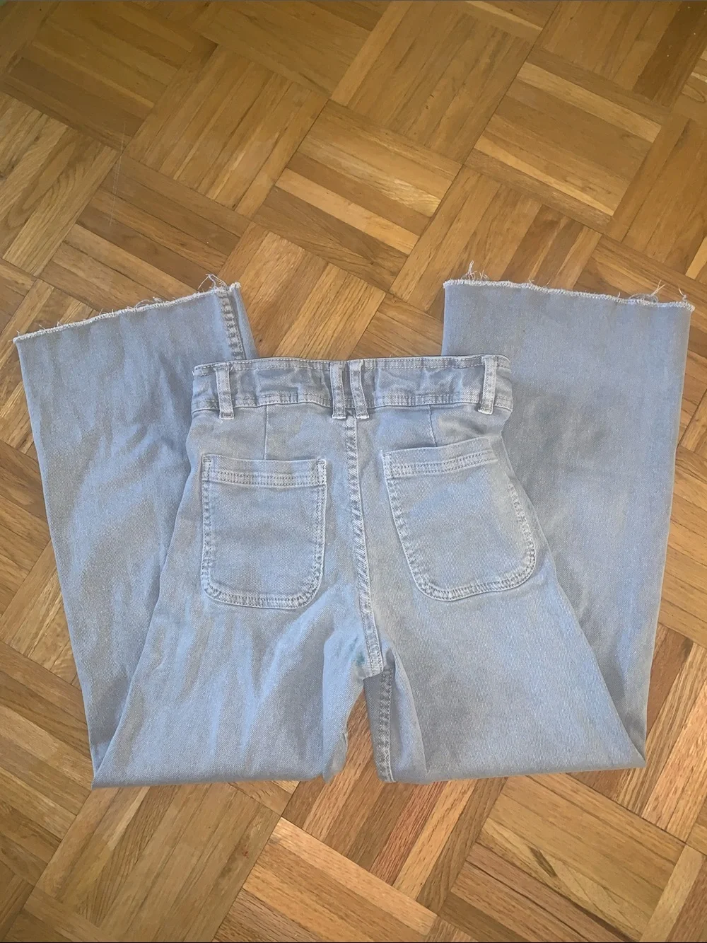 Zara EUC! Wide Leg Jeans Grayish w/ Sailor Pockets - Girls Size 10